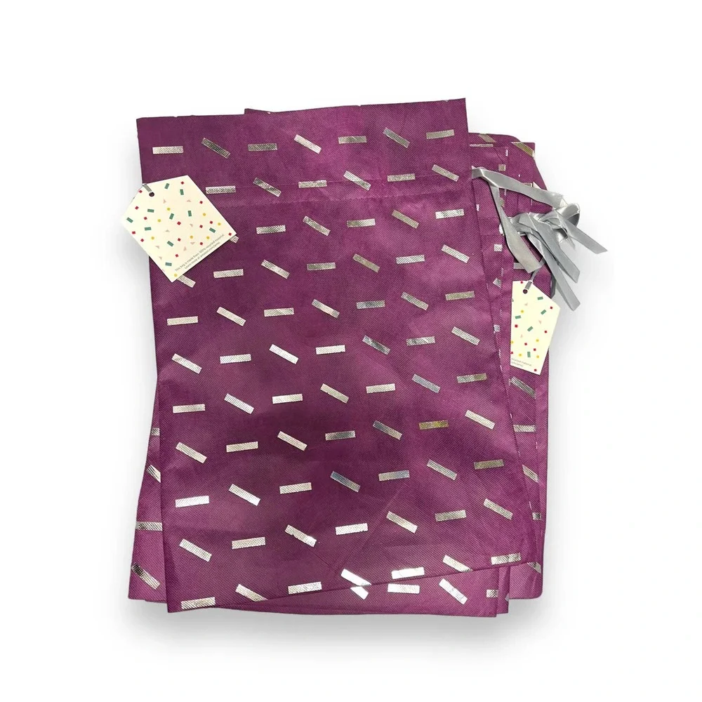 25 x Large 18" Purple Fabric Gift Bags w/ Silver Ribbon | Christine Taylor CTC - Picture 11 of 13